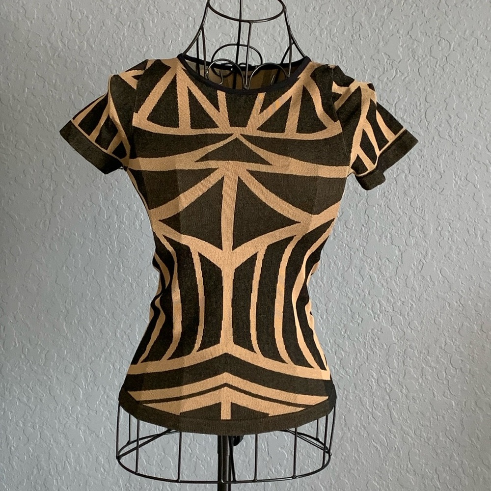 bebe top brown tan pattern